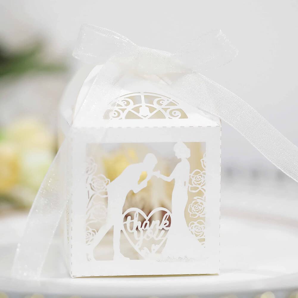 Bestonzon Lot De 50 Boîtes à Dragées Creuses Pour Marage Doré