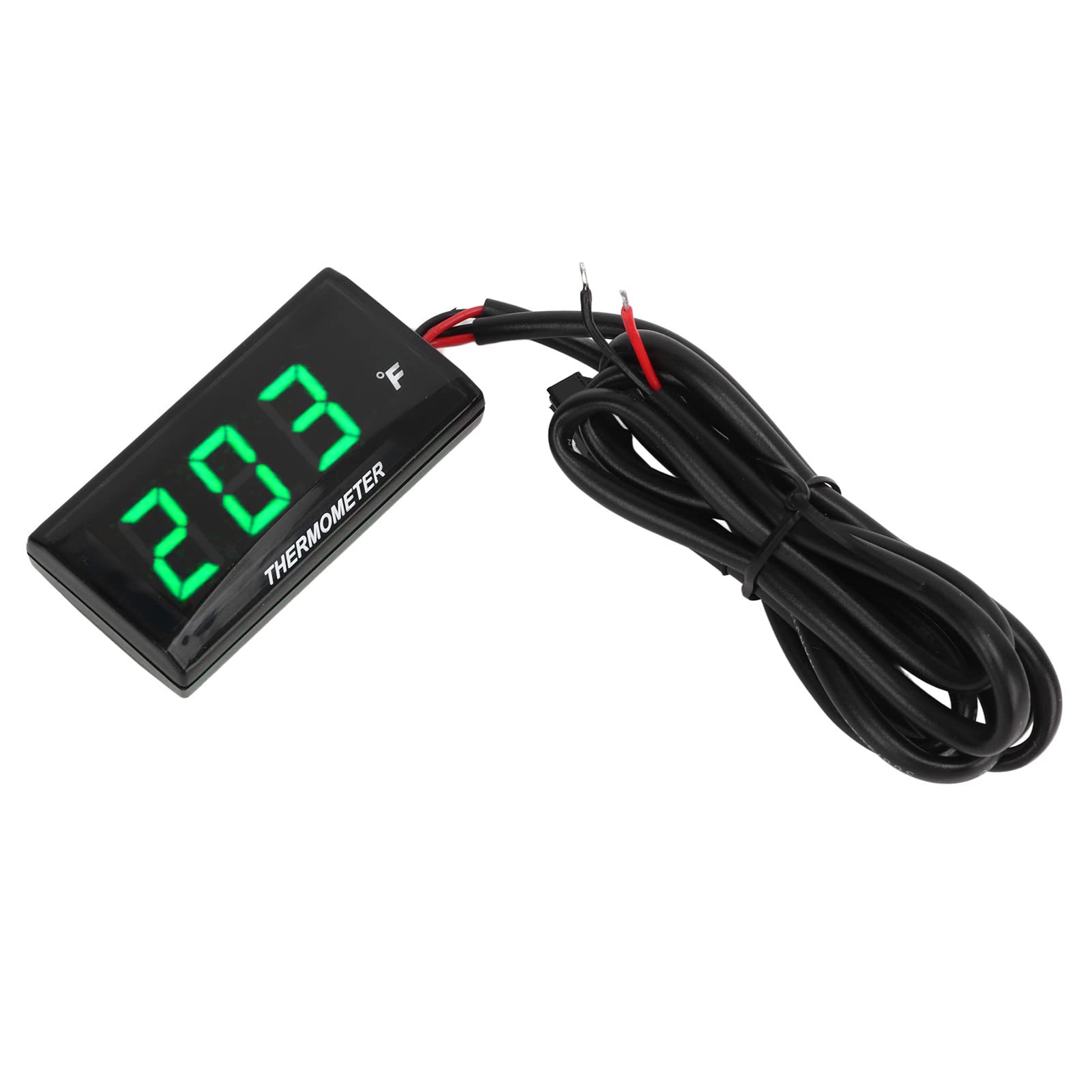 Termómetro digital para motocicleta, DC 12 V, medidor de temperatura del agua ultrafino con adaptador de sensor de 18 mm y pantalla LCD, higrómetro digital, medidor de temperatura de humedad (verde)