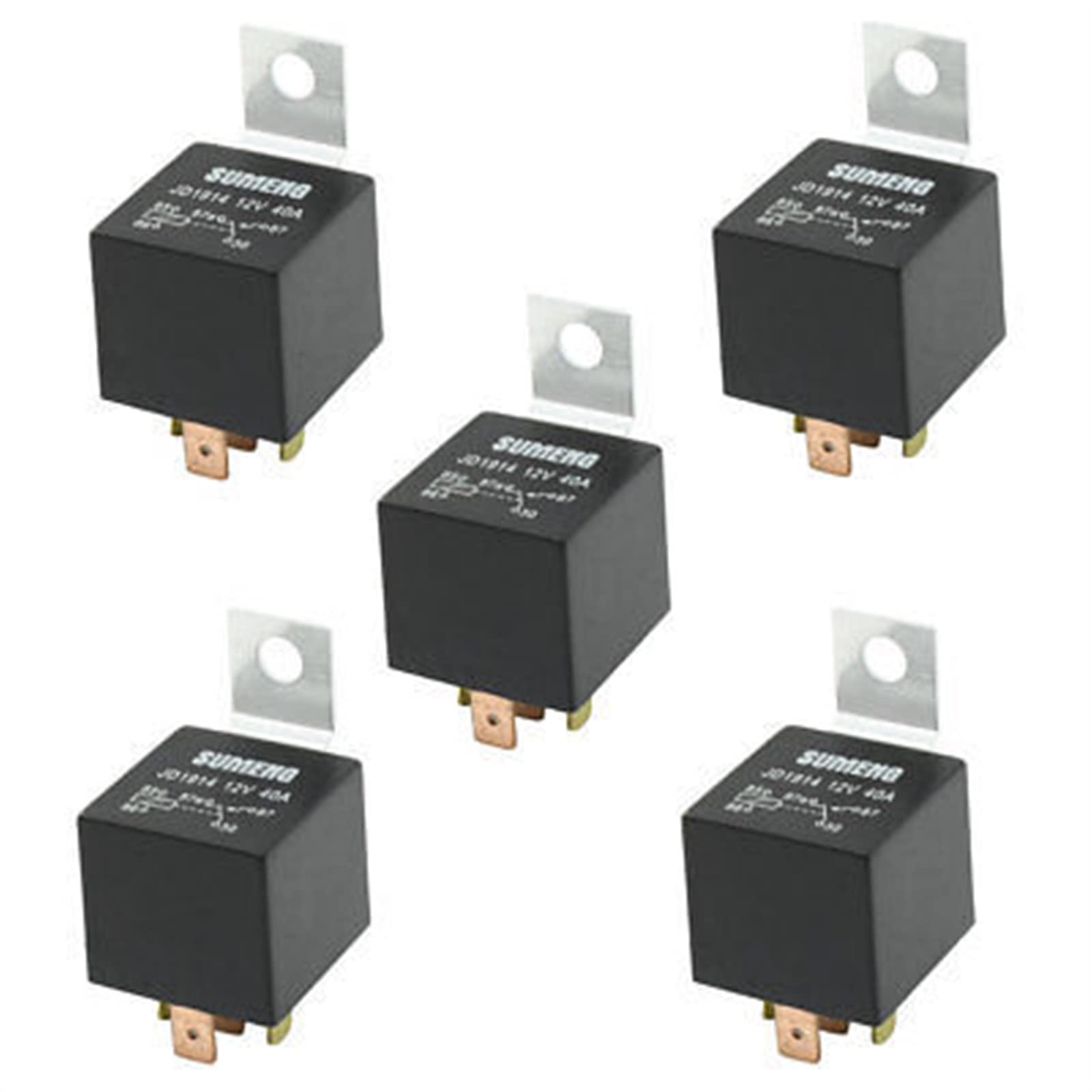 JGNAYRKJQI DC 12V 40A 1NO 1NC SPDT 5 Pin Male Connector Truck Car Power Relay 5 Pcs
