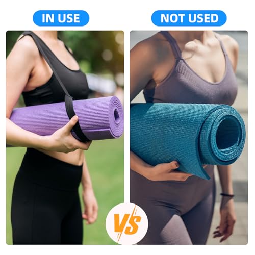 2PCS Black Yoga Strap for Carrying, 23.3 X 0.98 Inch Yoga Mat Strap for Carrying Easy-Cinch, Adjustable Yoga Mat Holder, Yogas Sling Strap for Most Size with Thick Comfy (Yogas Mating Not Included) - Image 6