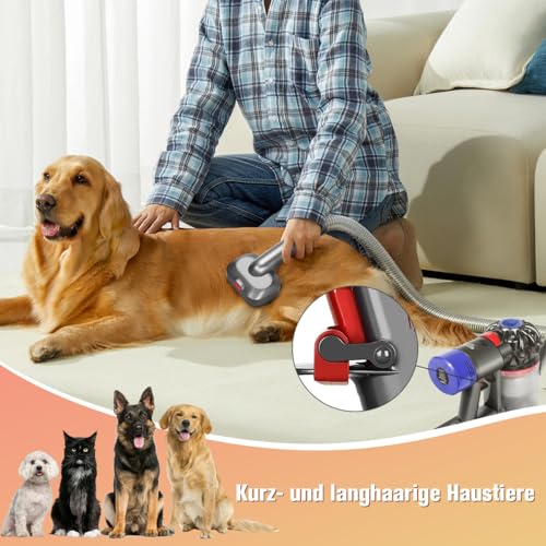 MoPei 2 in 1 Hundehaar Staubsaugerbürste Kompatibel mit Dyson Gen5 V15 V12 V11 V8 V7, ideal zum Entfernen von losen Haaren, Hautschuppen, Unterwolle und Verfilzungen