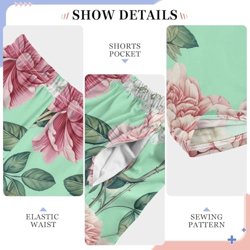 J JOYSAY Peony Blossom Floral Aquamarine Pajamas Pants Soft Long Pajama Bottoms Lounge Sleep Pants Size S-XL4