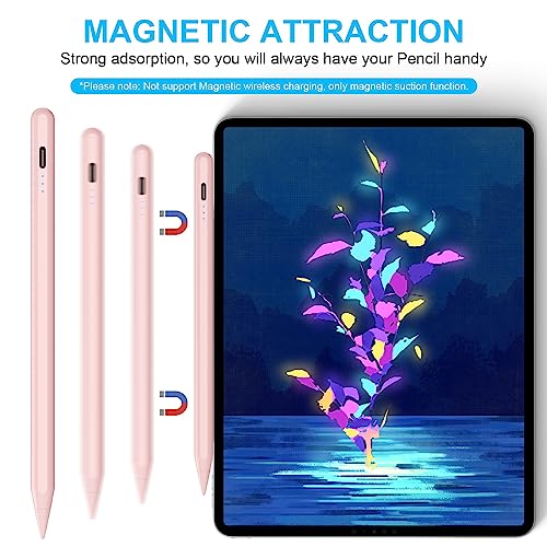 Image of Kingone Upgraded Stylus Pen Pencil, Ultra High Precision & Sensitivity, Palm Rejection, Prevents False ON /Off Touch, Power Display Tilt Sensitivity, Magnetic Adsorption For Tablet (Pink)