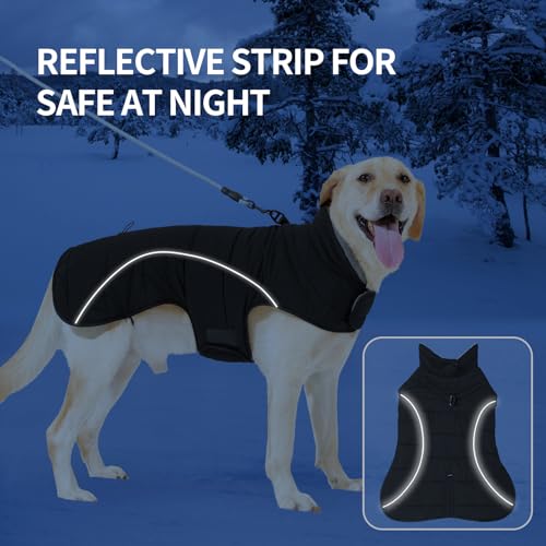 HEYWEAN Mantel Hund Wasserdicht Hundemantel Warm Winter Hundejacke Fleece Hunde Pullover Wintermantel mit D-Ring Reflektierend Hundemantel mit Klettverschluss Winterjacke Kleine Mittlere Grosse Hunde