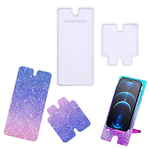 Novsix Soporte para teléfono celular de resina, soporte de teléfono móvil de silicona, moldes de fundición epoxi para manualidades, soporte de teléfono Cover