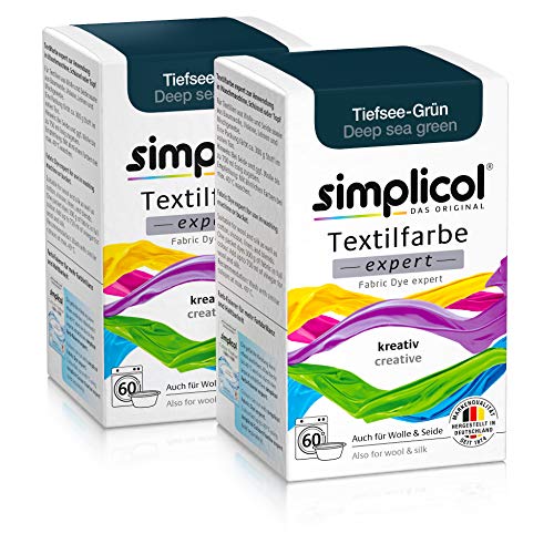 Simplicol Teinture Expert : Votre Teinture Express en Machine ou en bassine - Paquet de 300g - Couleur Vert Marin foncé (Pack de 2)