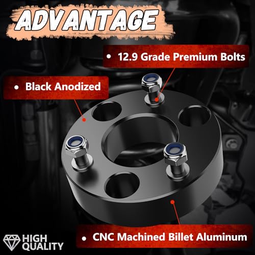 Image of 2 inch Front Leveling Lift kit for Dodge Ram 1500 2009-2026 4WD, Lifronkit Raise 2 Inch Front Strut Spacers Compatible with Dodge Ram Suspension Lift Kits 2009-2026 Black Anodized(new version)