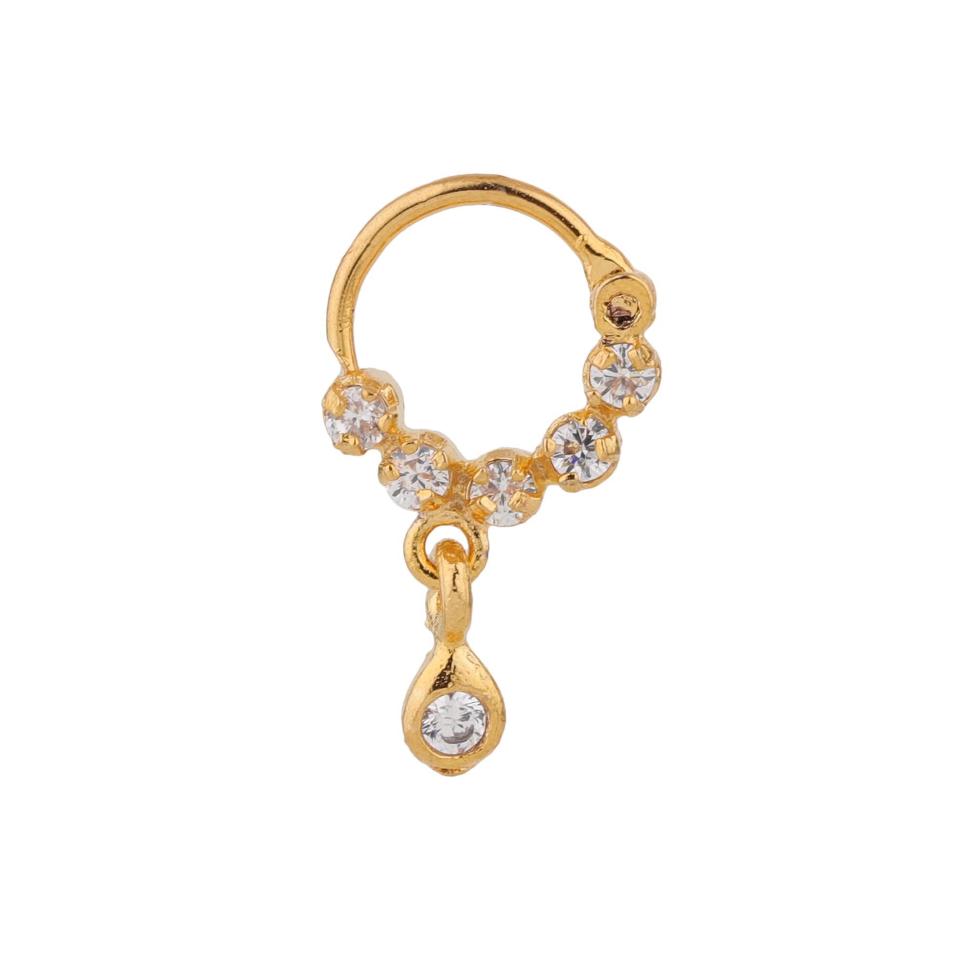 sanjog Gold-Plated White AD Studded Small Nath Nose Ring Piercing nose only for Women and Girls Wedding/Party (B09MB1FYSH) Amazon Price History, Amazon Price Tracker