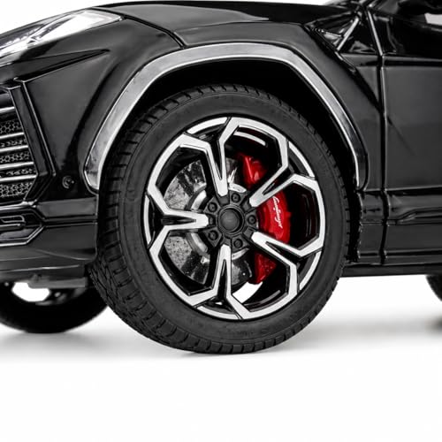 Image of Lamborghini Urus 1:24 Scale Die-Cast Car Model Black - Steering Wheel Sound Light Openable Doors Hood Pull-Back Alloy Super SUV Collectible Toy