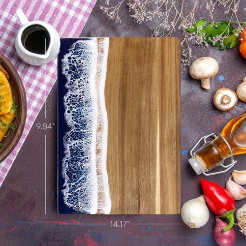 Tabla de cortar rectangular de resina y madera 38 cm miniatura 7