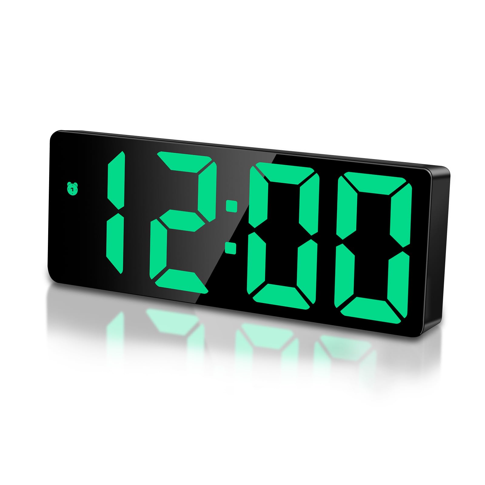 Sarsumir Reloj Despertador Digital, Reloj Digital Sobremesa Pantalla LED Grande Despertador Inteligente Alimentado por USB/Batería con Tiempo Fecha Temperatura Siesta Brillo Ajustable, Luz Verde