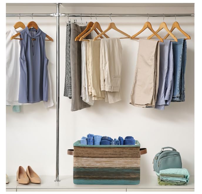 Cesta de almacenamiento rectangular con estampado de madera, cestas organizadoras para ropa, regalos para el hogar, oficina, dormitorio
