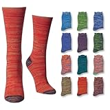 Tipi Toe Women's 12-Pairs Lightweight Vintage Space Dye Fashion Marled Dress Crew Socks Womens Crew Socks, WC26-T1
