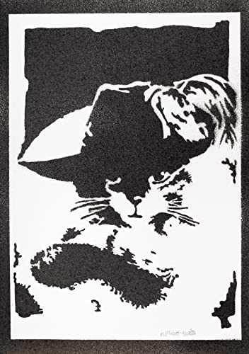 moreno-mata El Gato con Botas Autentico Graffiti Hecho a Mano Handmade Poster Peliculas Animacion Laminas Decorativas Pared Cuadros Decoracion Salon Modernos Regalos Originales para Hombre y Mujer