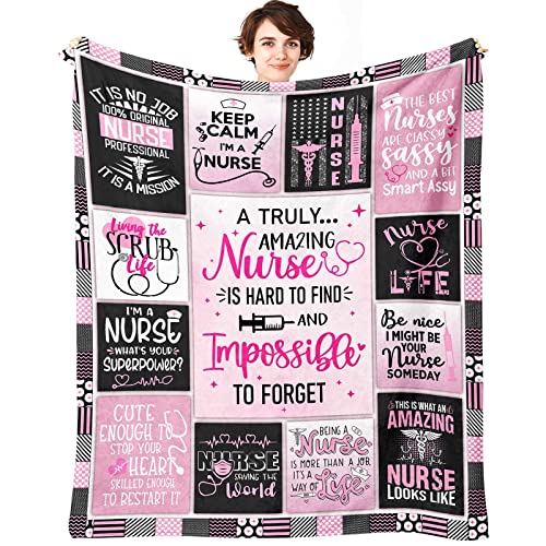 SIKLTY Nurse Gifts for Women Throw Blanket 60 x 50 - Nurse Appreciation/Week/Day Gift Graduation/Birthday Present for Nursing Student Nurses Practitioner RN Nurses LPN