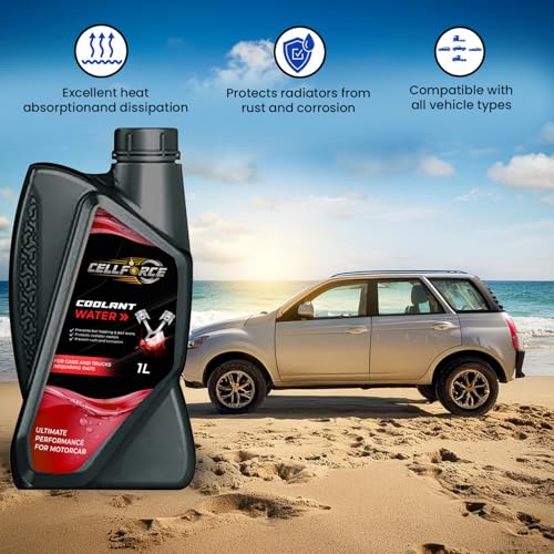 Image of CellForce UltraShield Radiator Coolant Water, 1 Litre, Advanced Anti-Freeze & Anti-Boil, Ultimate Engine Protection, Red, Ideal for Cars, Bikes & Trucks (Pack of 3)
