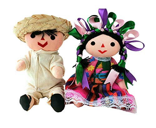 Muñecos artesanales mexicanos de trapo, 7 pulgadas miniatura 1