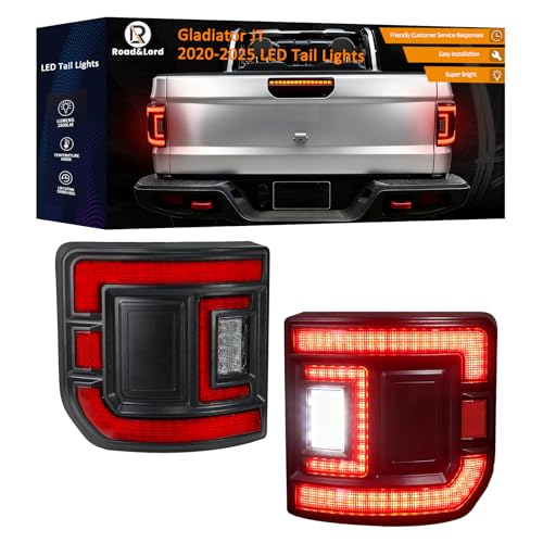RoadandLord Gladiator JT LED Tail Lights LED Tail Lights Compatible with 2020-2025 Jeep Gladiator JT JT Flush Mount TailLights Reverse Light Turn Signal Lamp DRL Side Marker Light Assembly