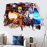 Pegatinas de pared 3D de Naruto Sasuke de dibujos animados animé habitación infantil calcomanía de vidrio impermeable