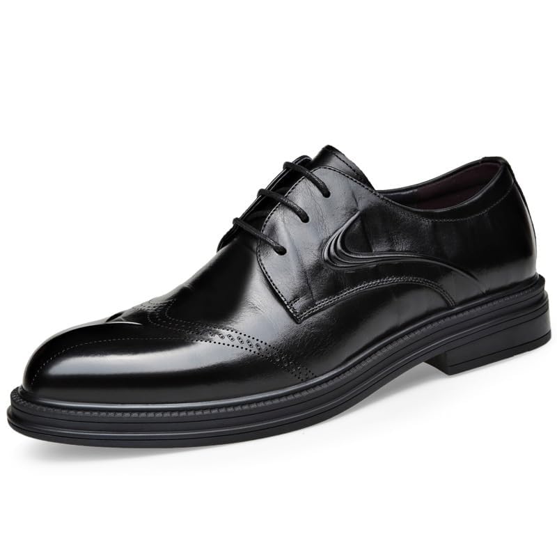 Lightweight Dress Shoes Leather Wedding Formal Modern Pointed Toe Lace Up Non-Slip Softsole Oxford Shoes