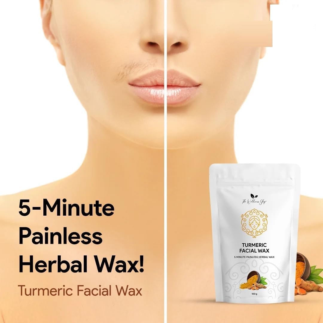 Boomers Turmeric Facial Wax Powder, 5 min Painless Natural Face Hair Removal Waxing Powder, Easy to use at Home, No Chemicals - No Irritation, No Skin rashes. (100g) Pack of (2)