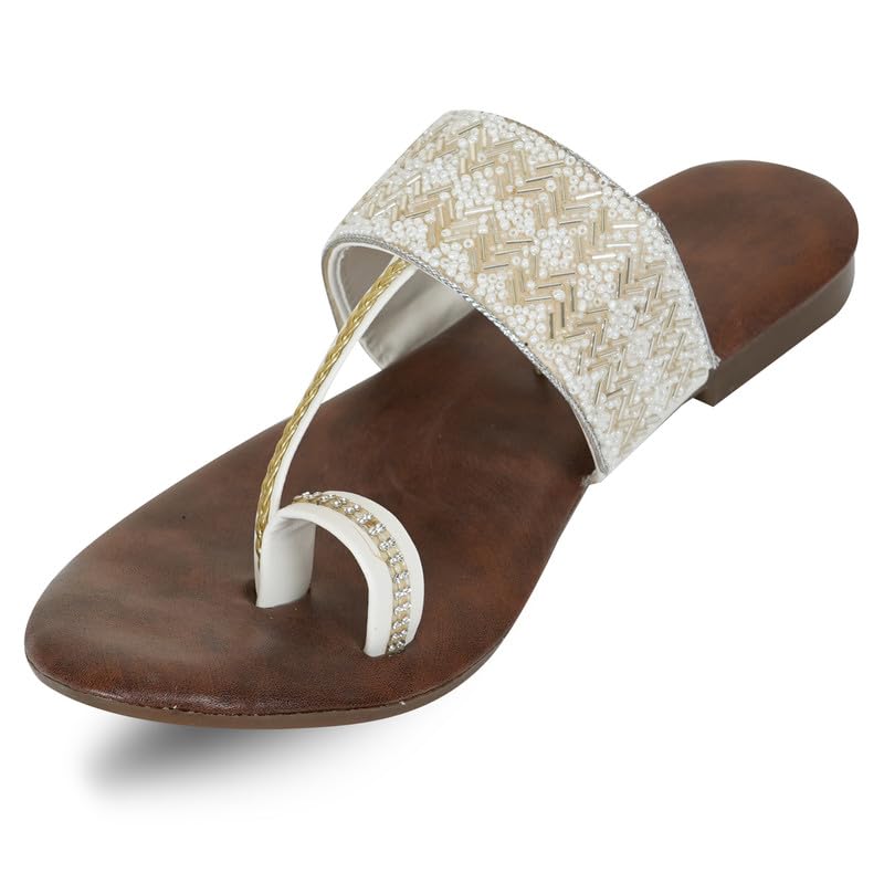 Image of DFR Flip Flops for Women Daily Use Comfortable Ethnic Embroidered Girls Slippers flipflops chappals