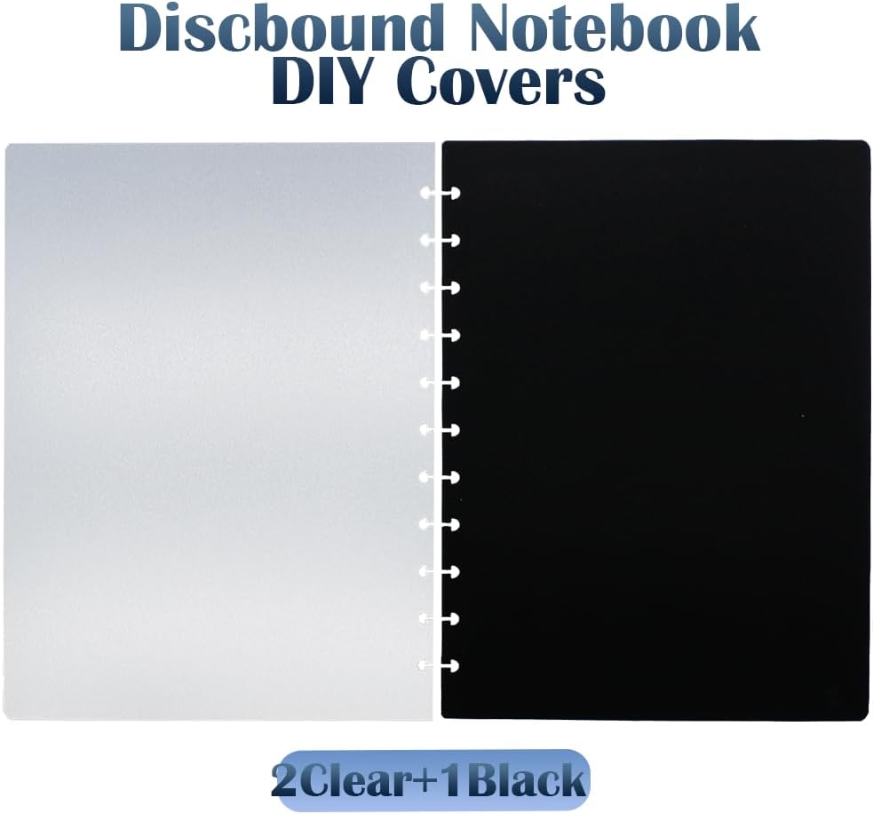 3 Set Letter Discbound Covers for Happy Planner Clear Black Compatible with Circa Arc TUL and Happy Planner(2 Clear+1 Blackl,Letter)