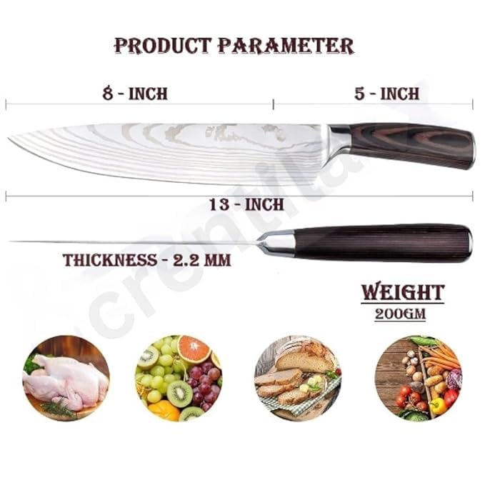 Image of Chefs Knife 8 Inch Ultra Sharp High Carbon German Stainless Steel Forged Blade,for Meat Cutting, Ergonomic Wooden Handle for Home Kitchen Restaurant,Premium Chef Knife with Cover &Gift Box