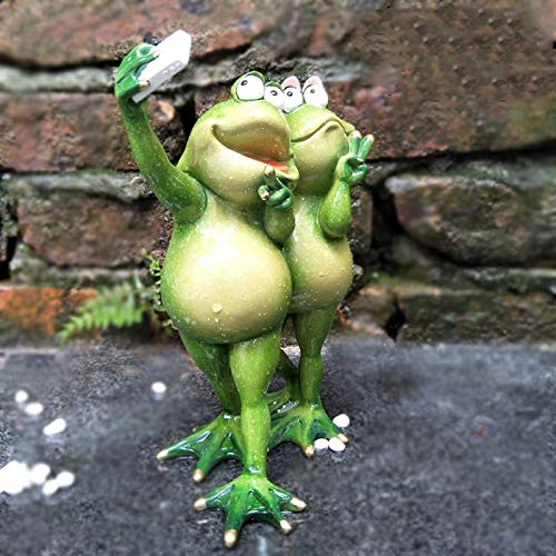 Statue de Grenouille Selfie : Figurine en résine drôle pour décoration