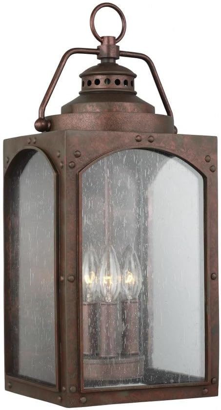 Feiss OL14372CO Transitional Three Light Wall Lantern from Randhurst Collection in Copper Finish,