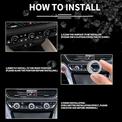 Image of Bling Car Interior Accessories for Honda,Air Condition AC Knob Cover Decals Fits for 2024 Honda Accord Civic CR-V. (Silver 11)