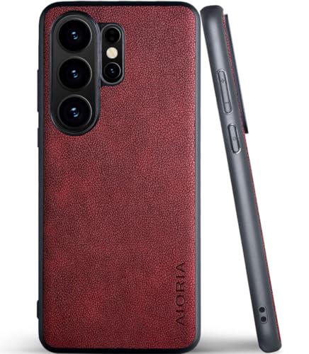 Étui cuir Samsung Galaxy S26 Ultra 5G AIORIA rouge rétro avec protection complète antichoc