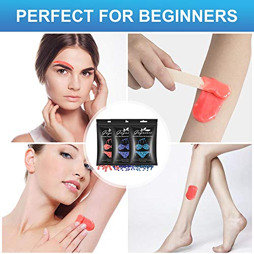 Waxing Kit, Gugusure Wax Warmer Hair Removal with 20 Wax Applicators,5 Wax Melting Bowls,1 Nose scissors and tweezers，5 Strongest Wax Beads Formulas for ALL Hair Types, Eyebrow, Facial, Body, Bikini - Thumbnail 3
