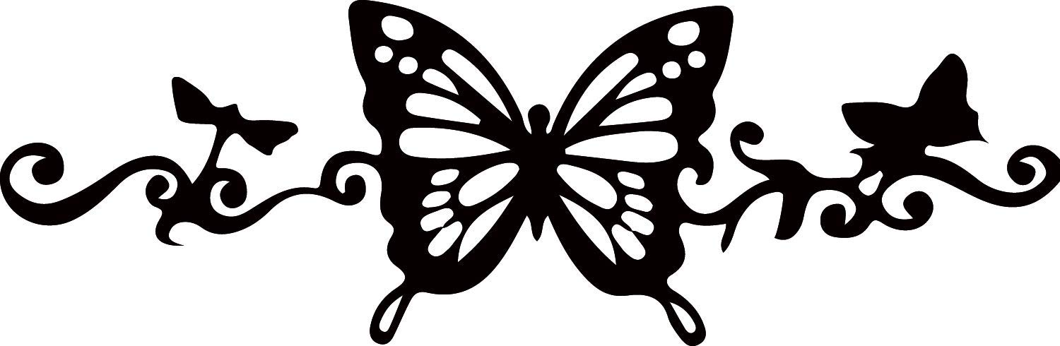 Decal Stickers of Garden Butterfly Scroll (Black) (Set of 2) Premium Waterproof Vinyl Decal Stickers for Laptop Phone Accessory Helmet Car Window Mug Tuber Cup Door Wall Decoration - AYAstic775732BL