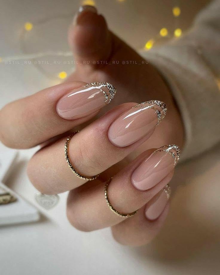 AVSAR Bridal Press-On Nails | Nude Pink with Gold Glitter French Tips | 20 Pieces | Stick-On Artificial Nail Set | Salon Look in 5 Mins | No Glue Needed | Includes Glue Tabs, Filer & Cuticle Stick-image-11