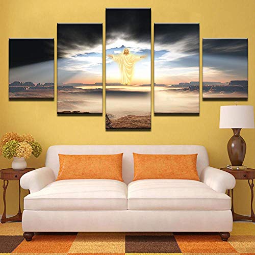 Peinture Jésus Christ décoration maison salon grand format 5 pièces - 3