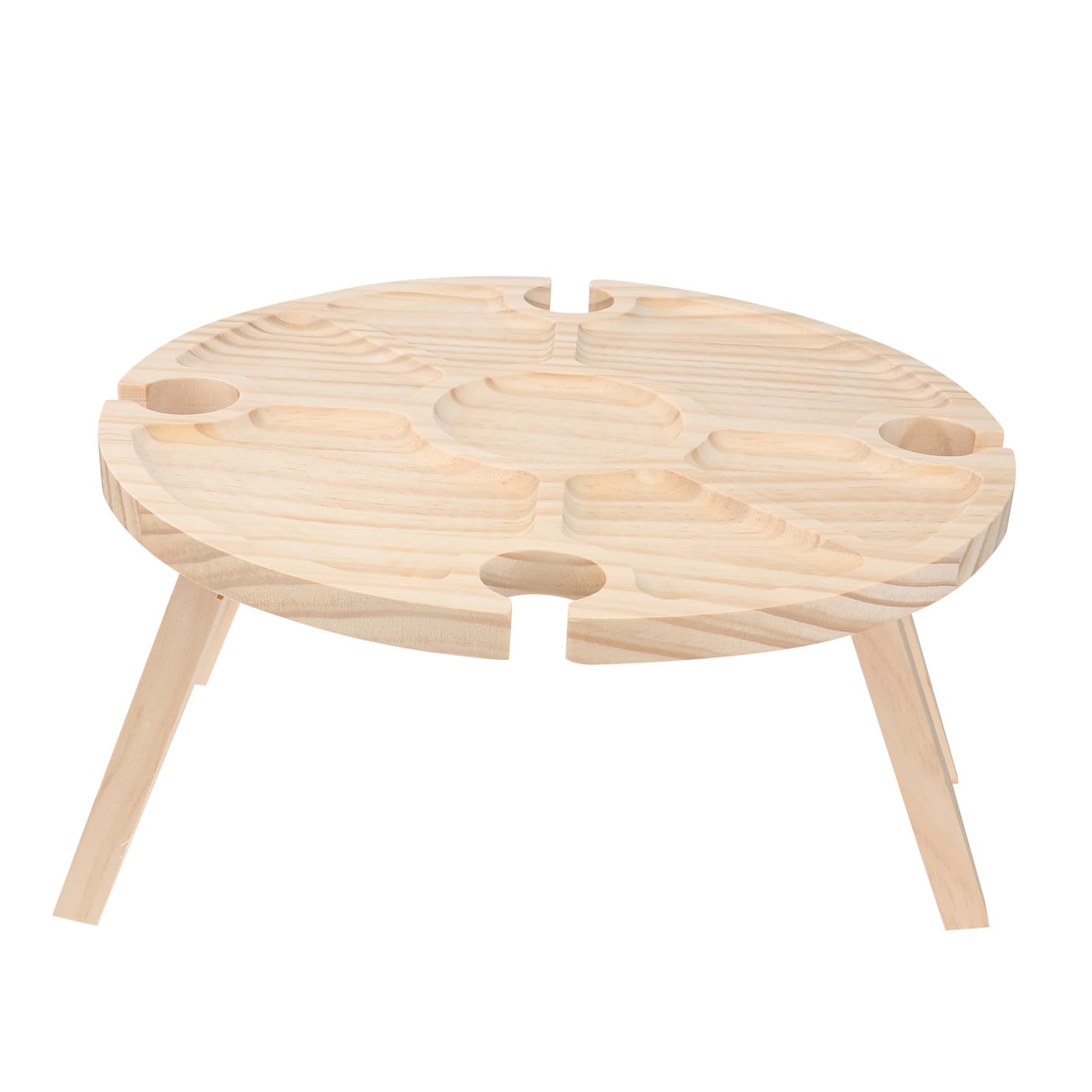 Table de pique-nique ronde pliable en bois kaki légère | Fini le mobilier lourd de camping