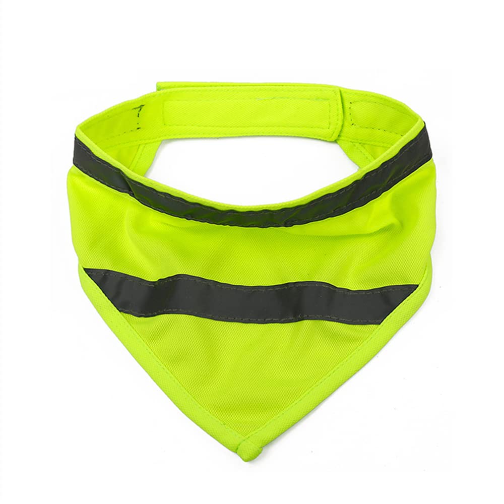 Reflective Pet Triangle Scarf Pet Bandanas Safety Reflective Strip High Visibility Dog Triangle Bib Night Walking Safety for Dogs, Fluorescent Yellow