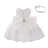 FYMNSI Vestido de niña pequeña o bebé para fiesta de cumpleaños o bautizo, con lazo, flores, encaje, diadema y tutú de tul, para bodas, niña paje, estilo princesa