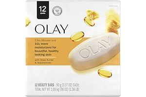 Olay Moisture Outlast Shea Butter Hydrating Bar Soap (Pack of 12)