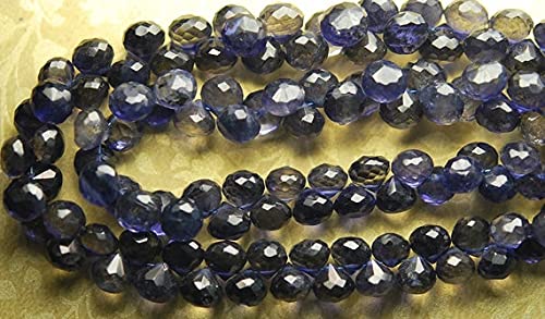 Perles en iolite de l'eau de forme oignon facetté de 6-8mm pour la création de bijoux
