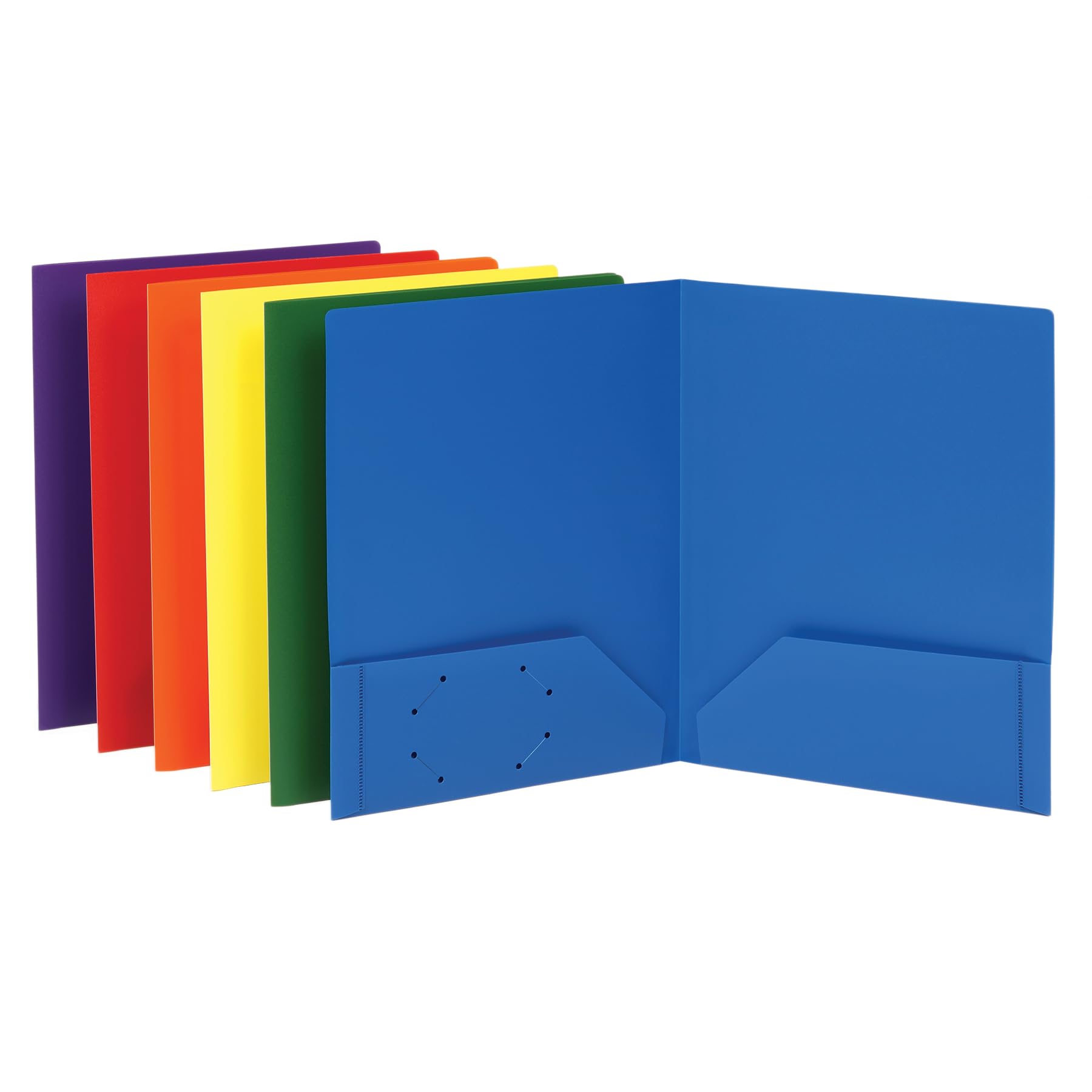 Oxford Folders with Pockets, Durable Plastic, Two Pocket Folders, Assorted Colors (15187), Letter, 6 per Pack