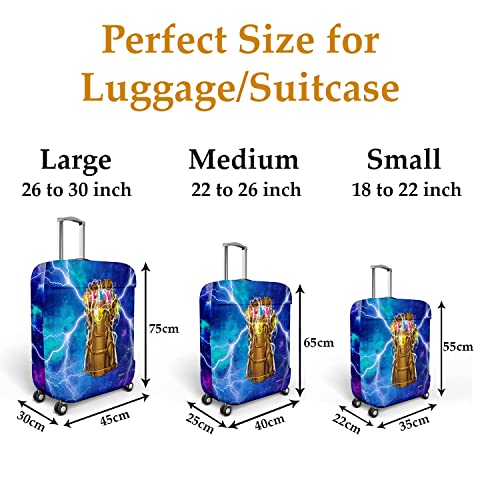 Image of Kuber Industries Marvel The Infinity Gauntlet Luggage Cover | Polyester Travel Suitcase Cover | Washable and Stretchable Suitcase Protector | 18-22 Inch | Small | Sky Blue
