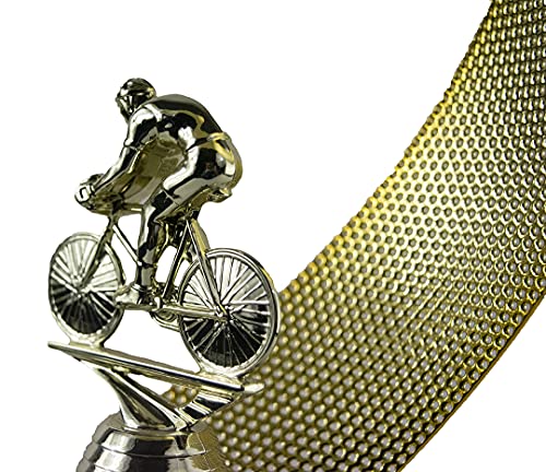 Rollio - Trophée de vélo en métal avec base en bois - Trophée en métal perforé avec sujet plastique - Dimensions : 13,5… - Image 4