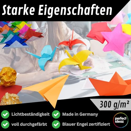 perfect ideaz 50 Blatt Fotokarton DIN-A4, 10 Farben, 300 g/m², Made in Germany, Blauer Engel zertifiziert