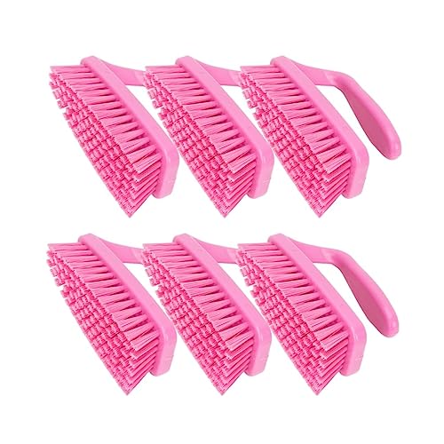 Image of SPARTA Scrub Brush with Iron Shaped Handle and Stiff Bristles, Heavy Duty Scrubber Brush for Kitchen, Bathroom, Shower, Tile, Sink, Carpet and Bakepans, Polypropylene, 6 Inches, Pink, (Pack of 6)
