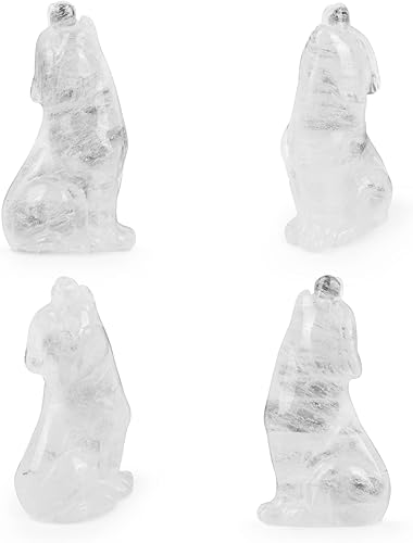 Miniatura 2 de Artistone Estatua de lobo de cristal de 2 pulgadas, figura de lobo de cuarzo transparente, decoración para la oficina en casa, curación y adorno de