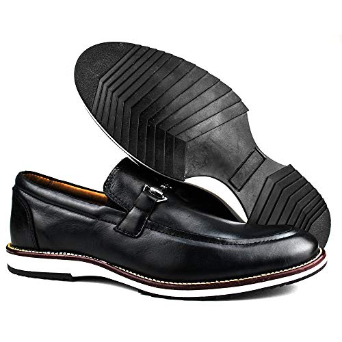Sapato Casual Brogue Premium Social Detalhes Fivela Couro Cor:Preto;Tamanho:38