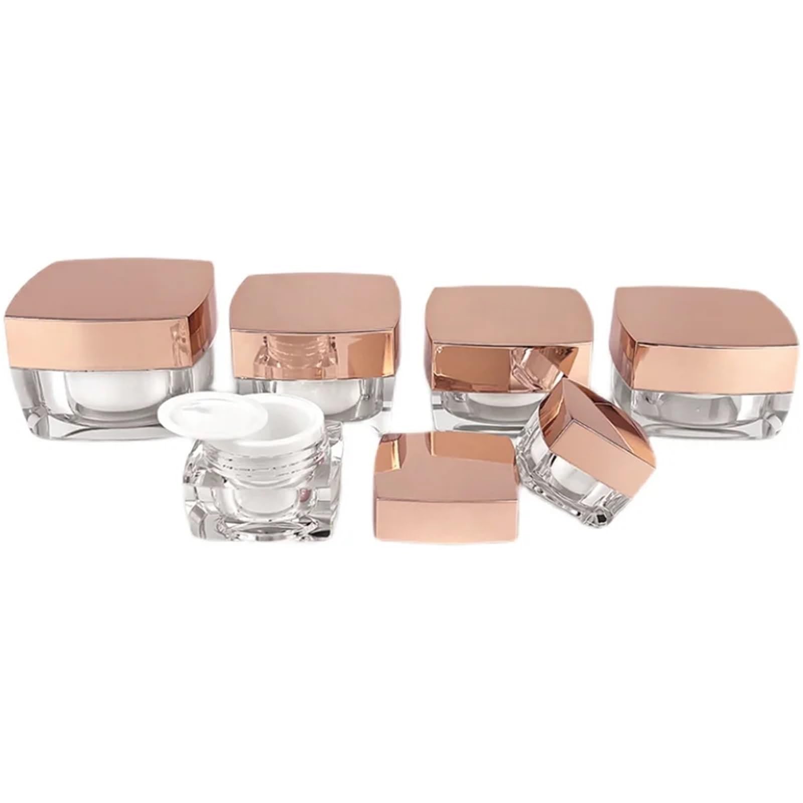 Tarros Cosmeticos Frasco de crema vacío 10/20 piezas, botellas cuadradas for loción, contenedor cosméticos, tarro transparente, bote viaje for maquillaje, botella rellenable(30g,10pcs gold)
