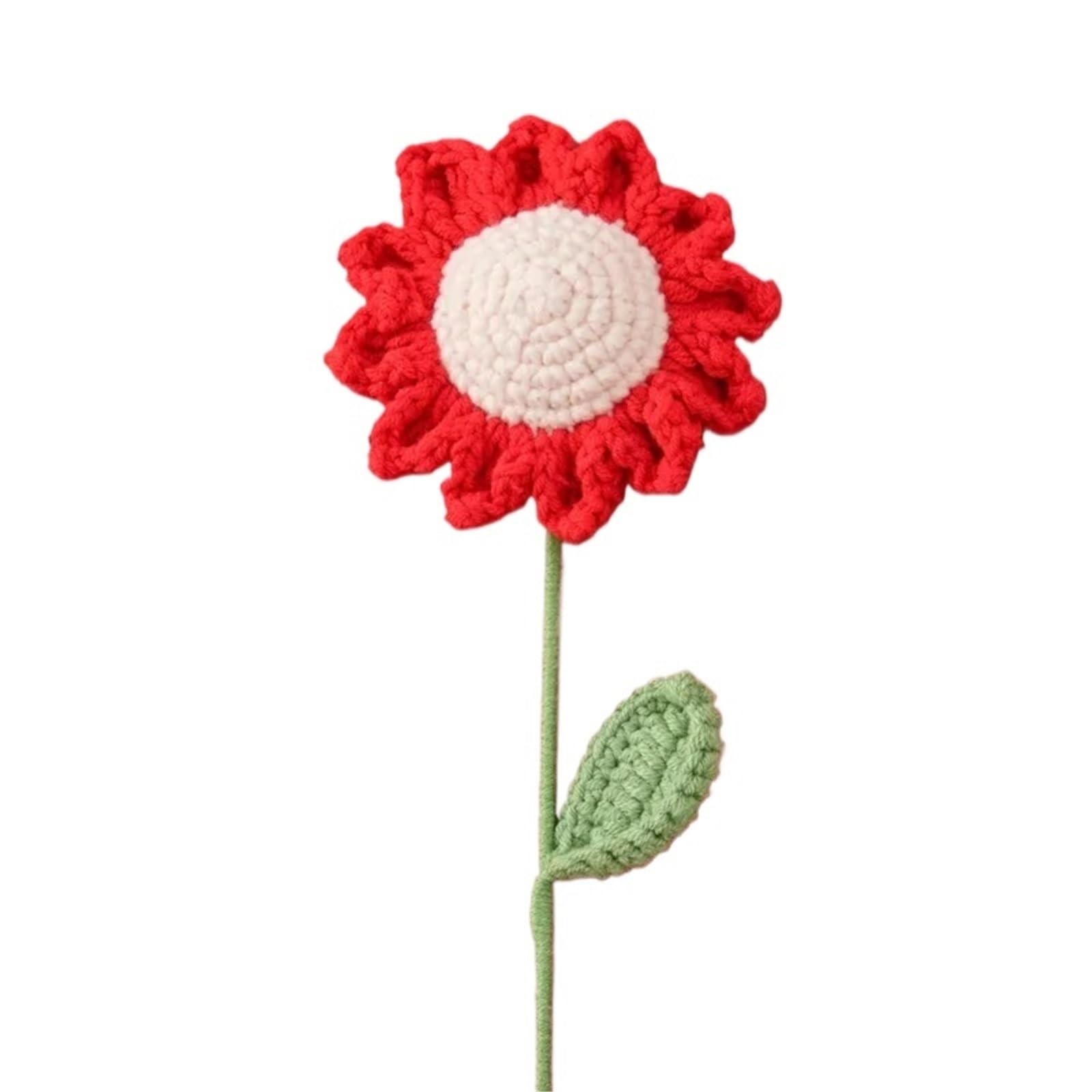 EXKURPOO crochet plant 2pc Knit Sunflower Bouquet Crochet Flowers Graduation Flower Wedding Party Decor Friends Flores A for home